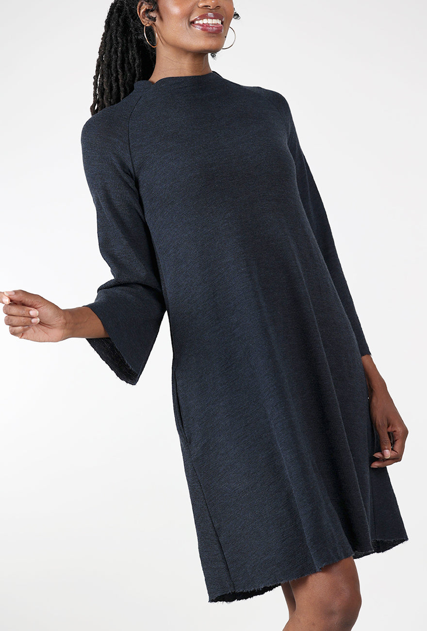 Saddleback Wool Dress, Midnight Melange Angle 4
