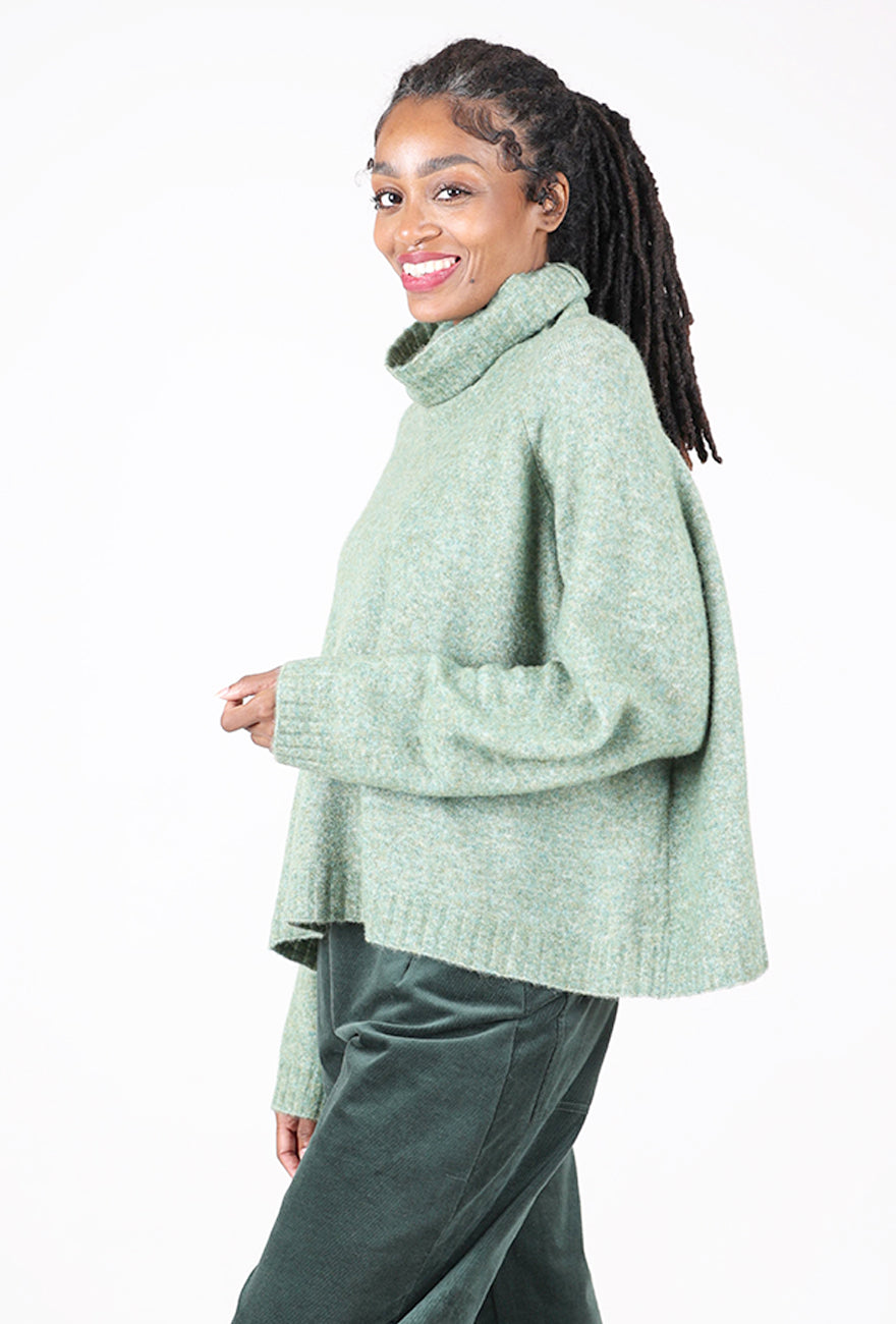 Melange Funnel Swing Sweater, Park Melange