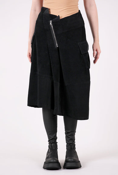 Lurdes Bergada Corduroy Asym Zip Skirt, Black 