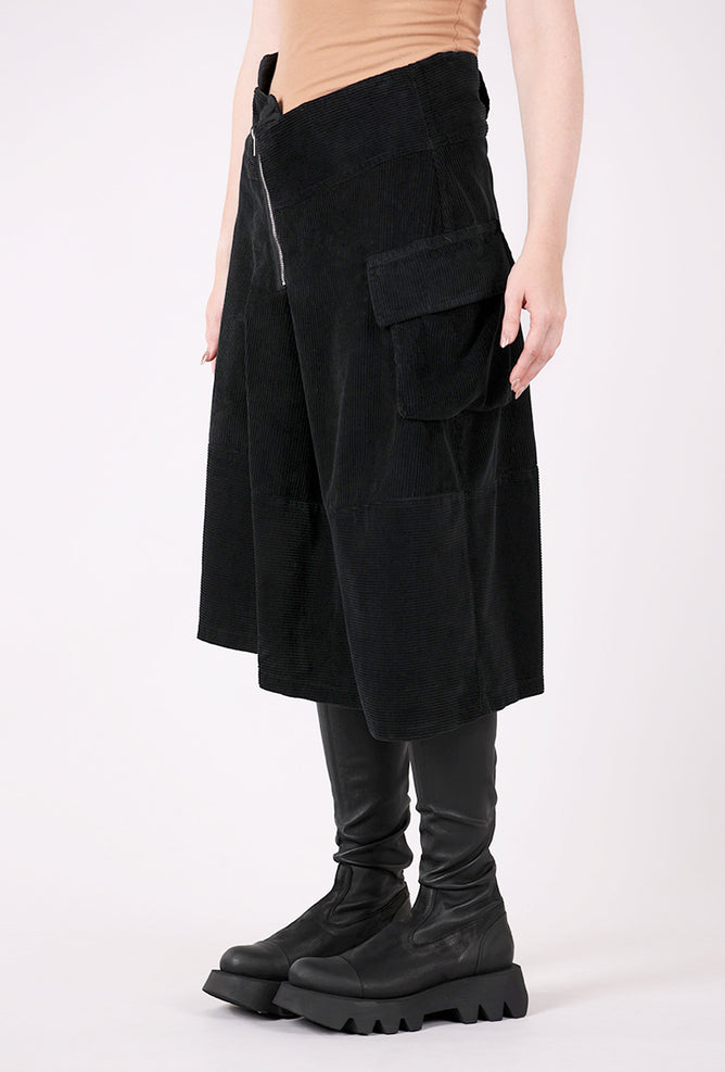 Lurdes Bergada Corduroy Asym Zip Skirt, Black 