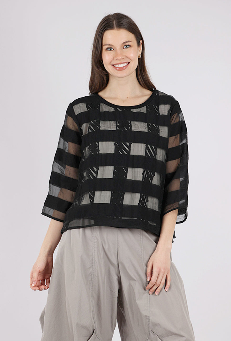 Luukaa Grid Illusion Layer Top, Black 