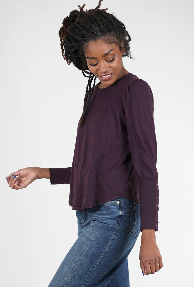 Mododoc Puff L/S Crew Top, Midnight Purple 