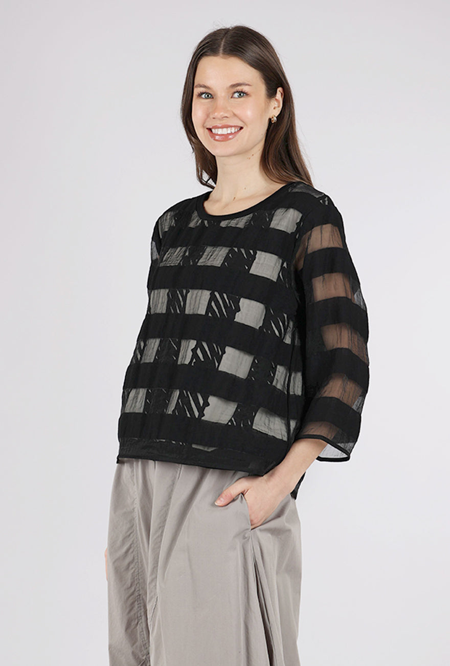 Luukaa Grid Illusion Layer Top, Black 