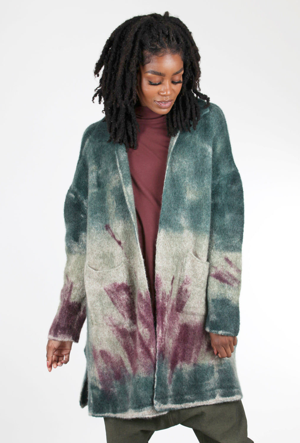 Fissore Cashmere Chunky Cashmere Collar Cardie, Forest 