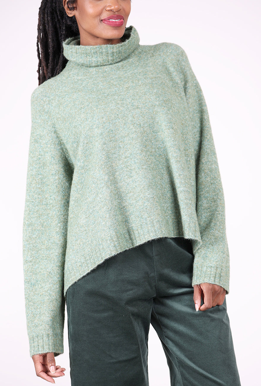 Melange Funnel Swing Sweater, Park Melange Angle 4