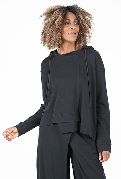 Rundholz Step Hem Swing Hoodie, Black 