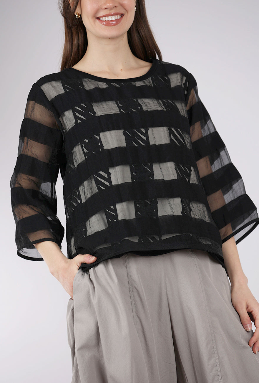 Luukaa Grid Illusion Layer Top, Black 