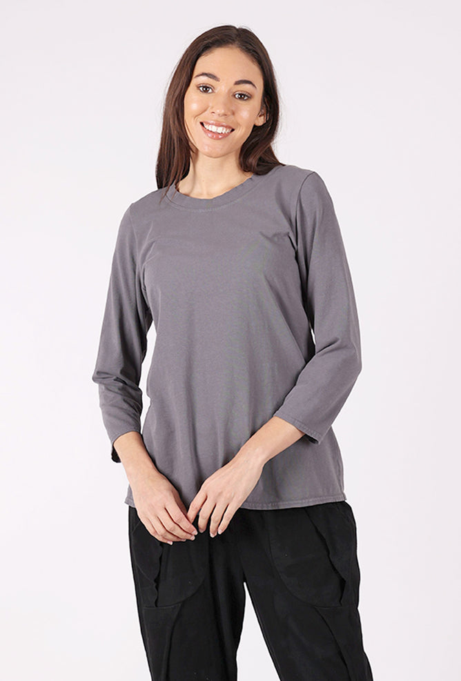 Cynthia Ashby CA Fitted Tee, Light Charcoal 