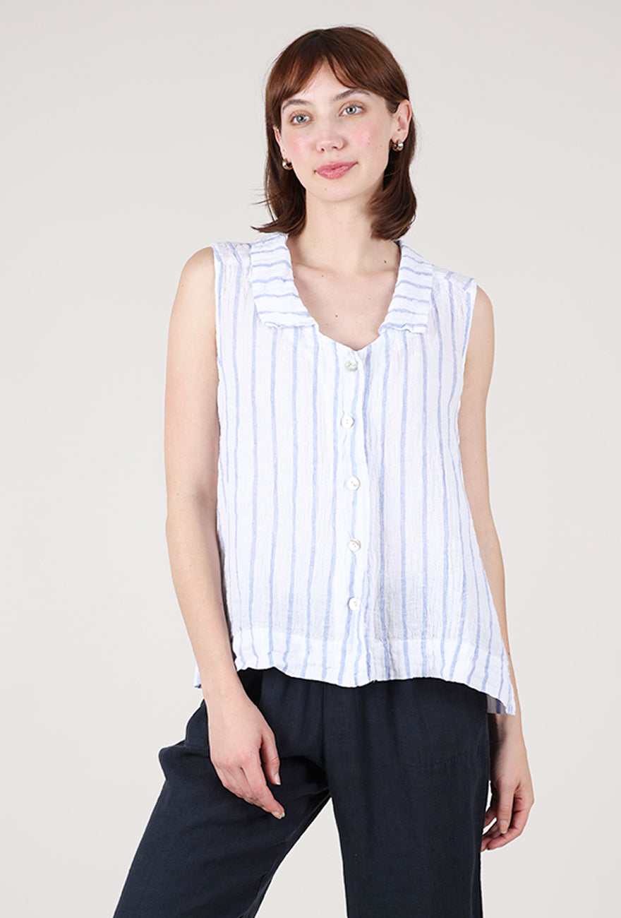 Cut Loose Blue Stripe S/L Blouse, Laundered 
