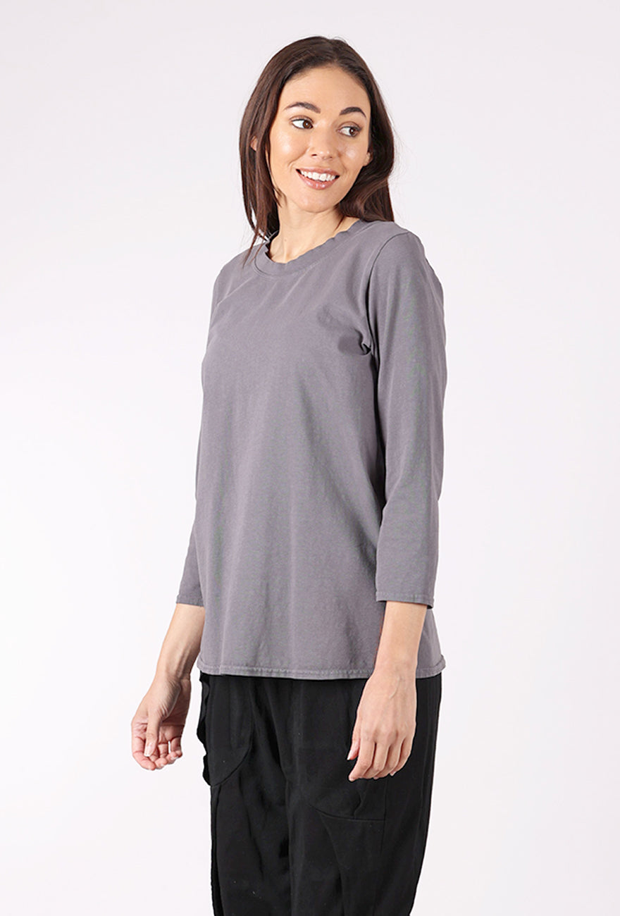 Cynthia Ashby CA Fitted Tee, Light Charcoal 