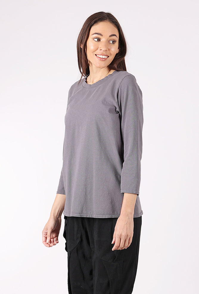 Cynthia Ashby CA Fitted Tee, Light Charcoal 