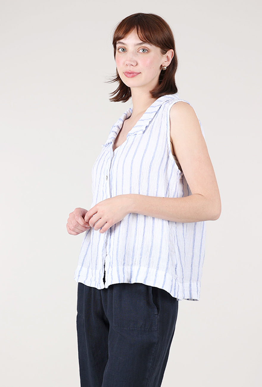 Cut Loose Blue Stripe S/L Blouse, Laundered 