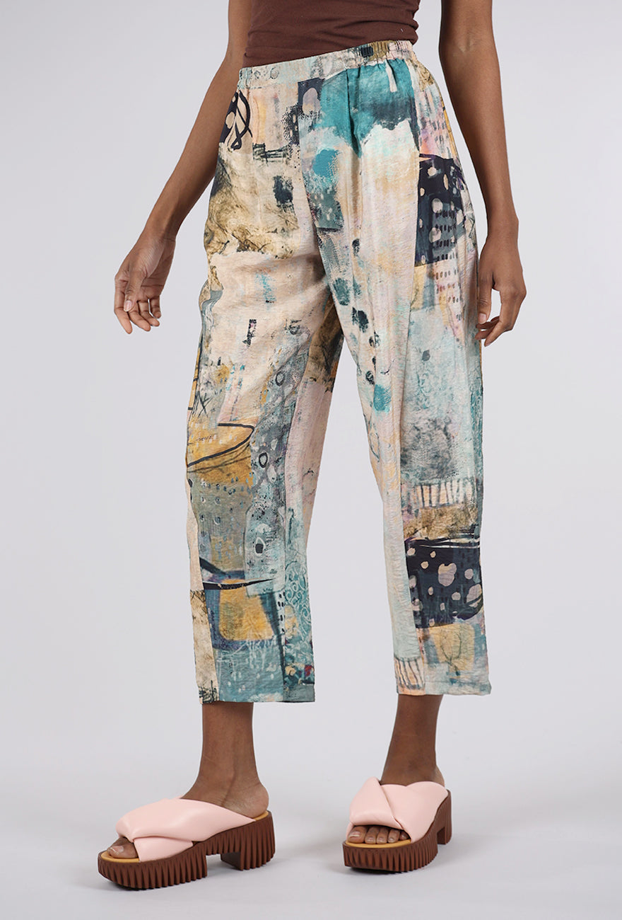 3 Potato 3P Classic Print Pant, Peach/Jade 