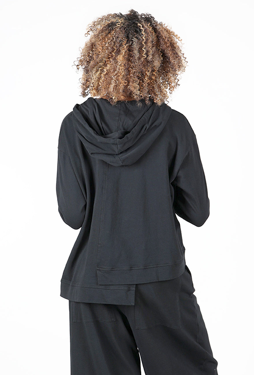 Step Hem Swing Hoodie, Black