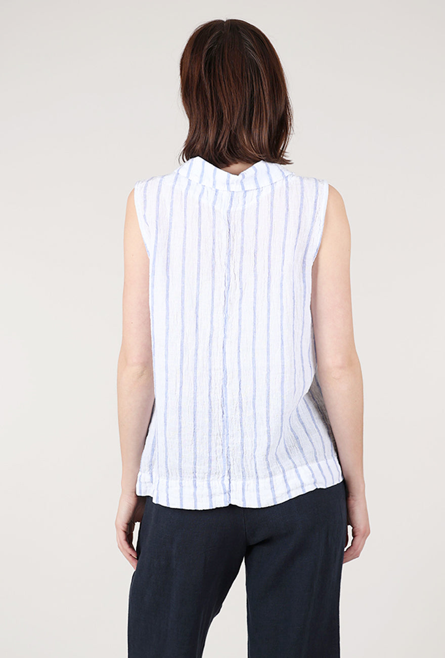 Cut Loose Blue Stripe S/L Blouse, Laundered 