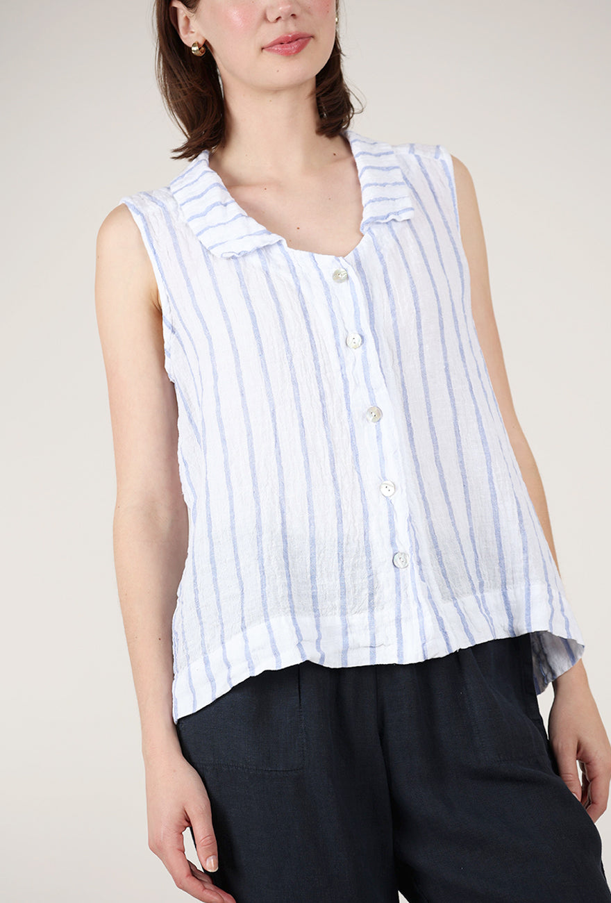 Cut Loose Blue Stripe S/L Blouse, Laundered 