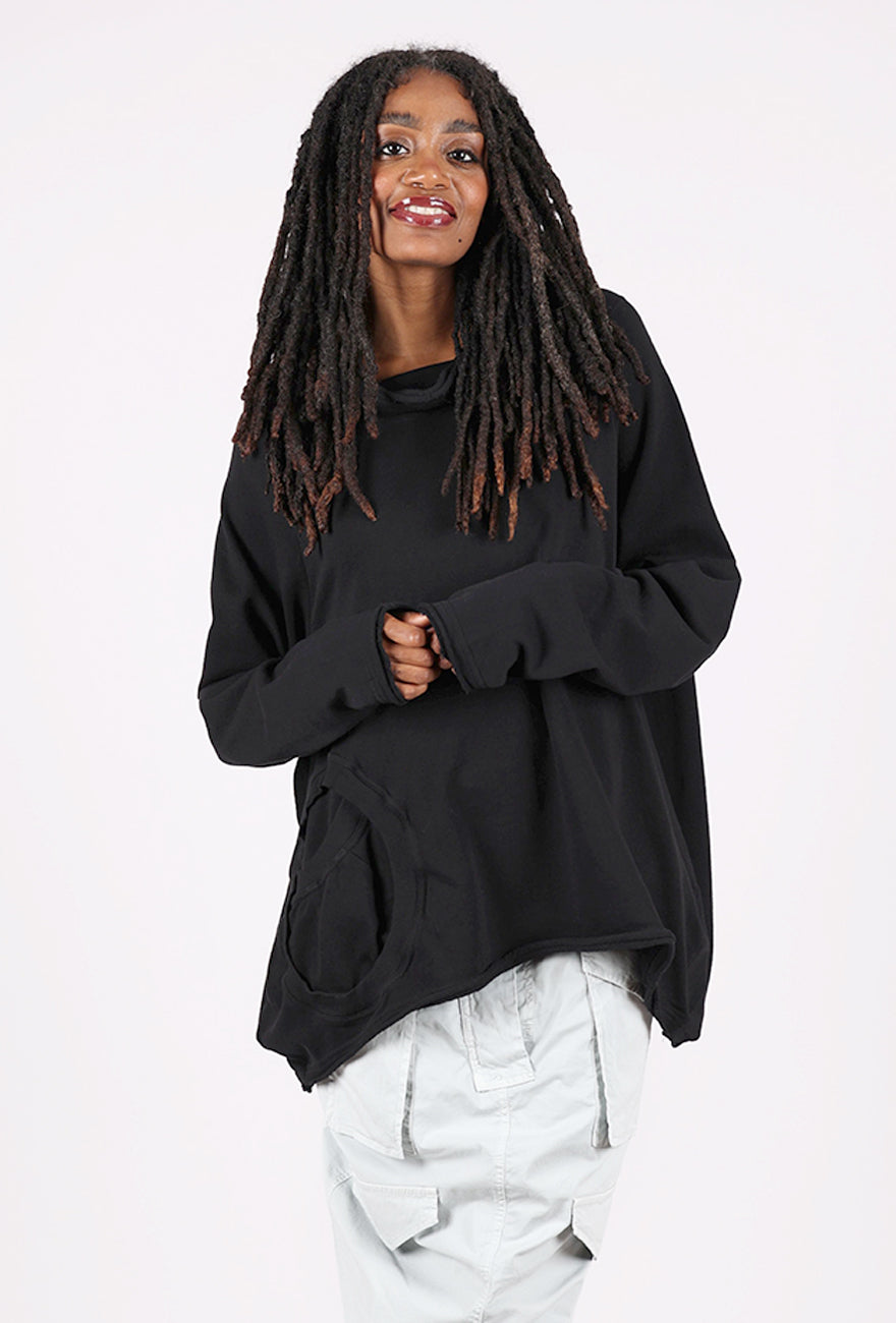 Rundholz Swing Funnel Knit Top, Black 