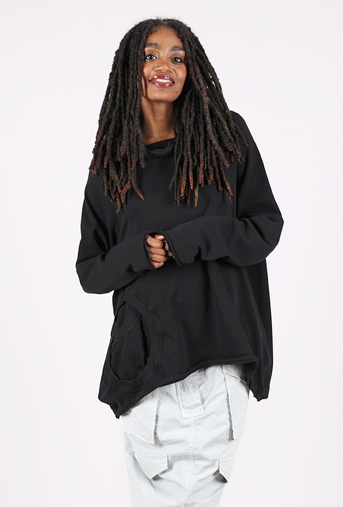 Rundholz Swing Funnel Knit Top, Black 