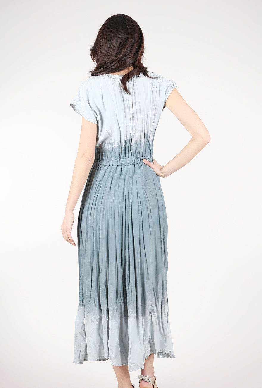 Grizas Silk Boatneck Audrey Dress, Ombre Sky 