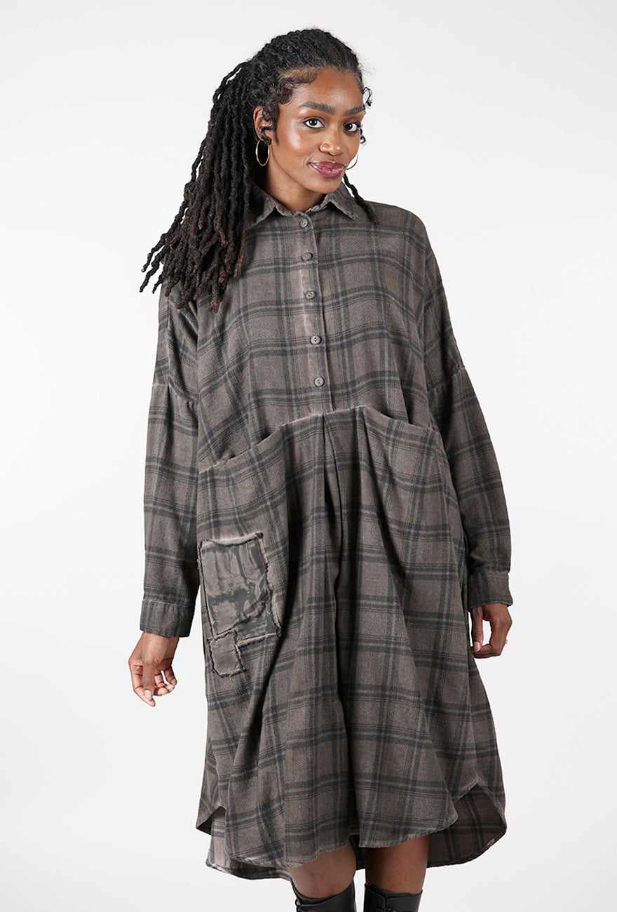 Studio B3 Fight Flannel Shirt Dress, Truffle Old Dye 