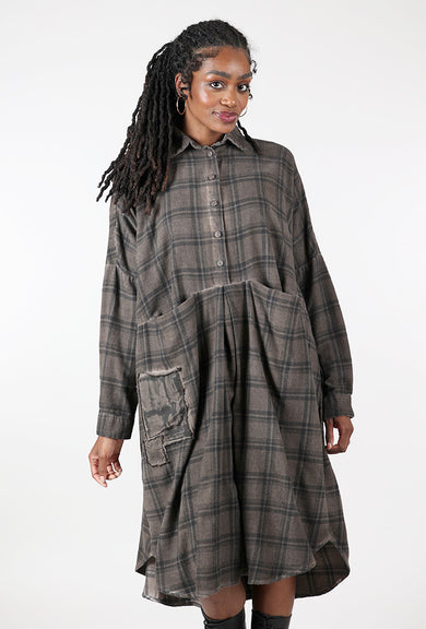 Studio B3 Fight Flannel Shirt Dress, Truffle Old Dye 