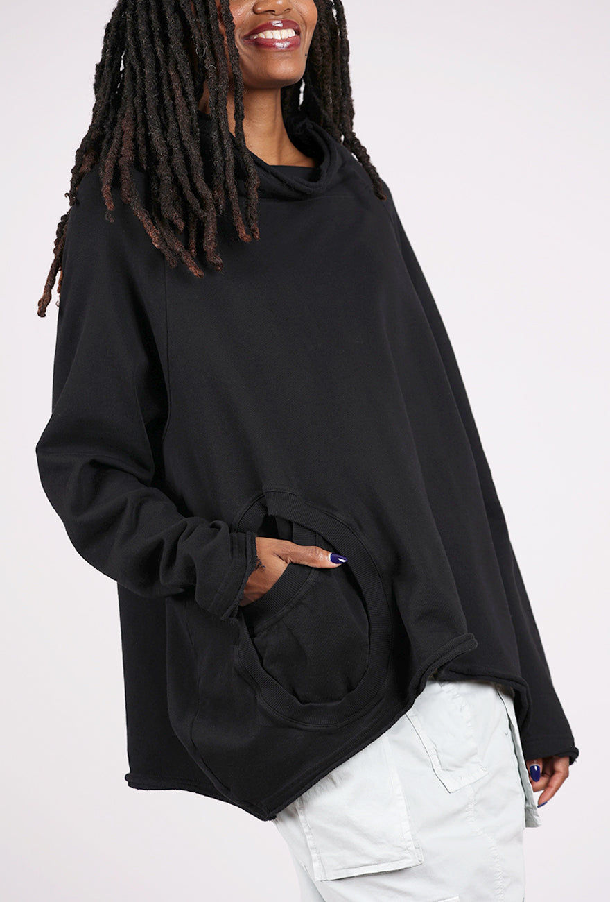 Rundholz Swing Funnel Knit Top, Black 
