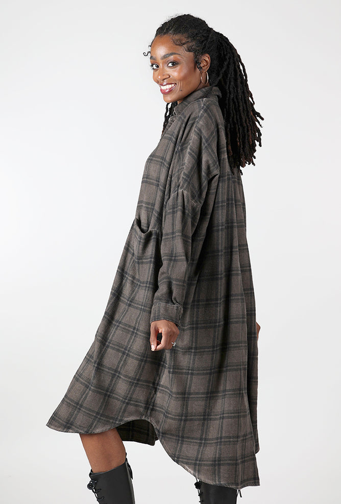 Studio B3 Fight Flannel Shirt Dress, Truffle Old Dye 