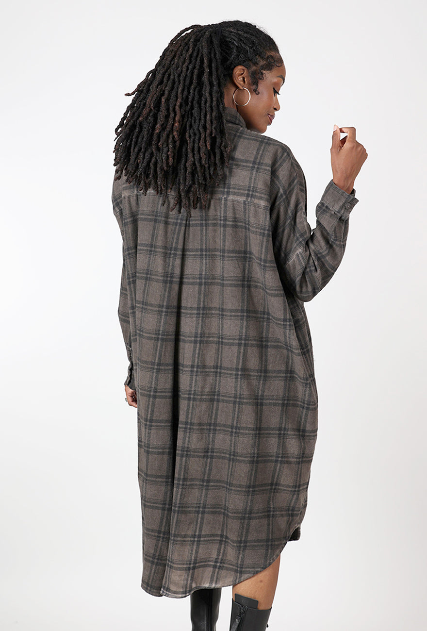 Studio B3 Fight Flannel Shirt Dress, Truffle Old Dye 