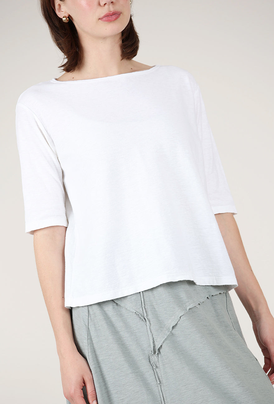 Cut Loose Classic Elbow Sleeve Tee, White 