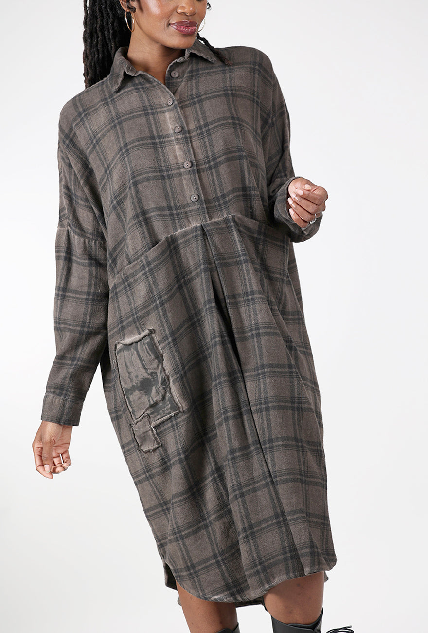 Studio B3 Fight Flannel Shirt Dress, Truffle Old Dye 