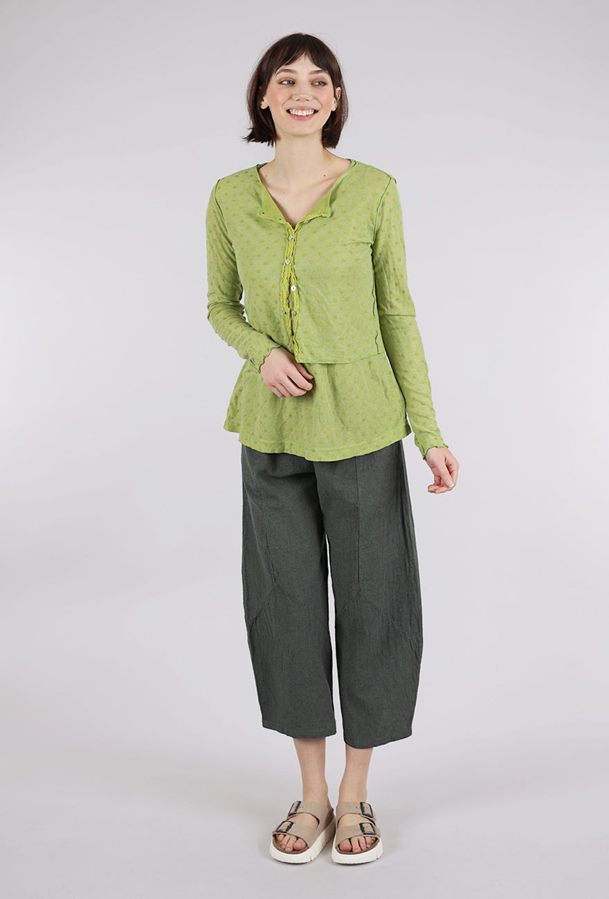 Cut Loose Mesh Dot Cropped Cardie, Verde 