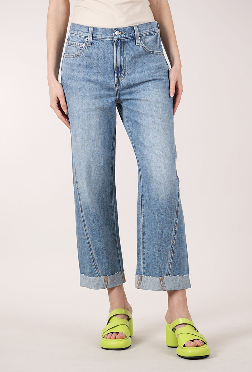 Pistola Kacey Mid Rise Cuffed Boyfriend, Laguna 