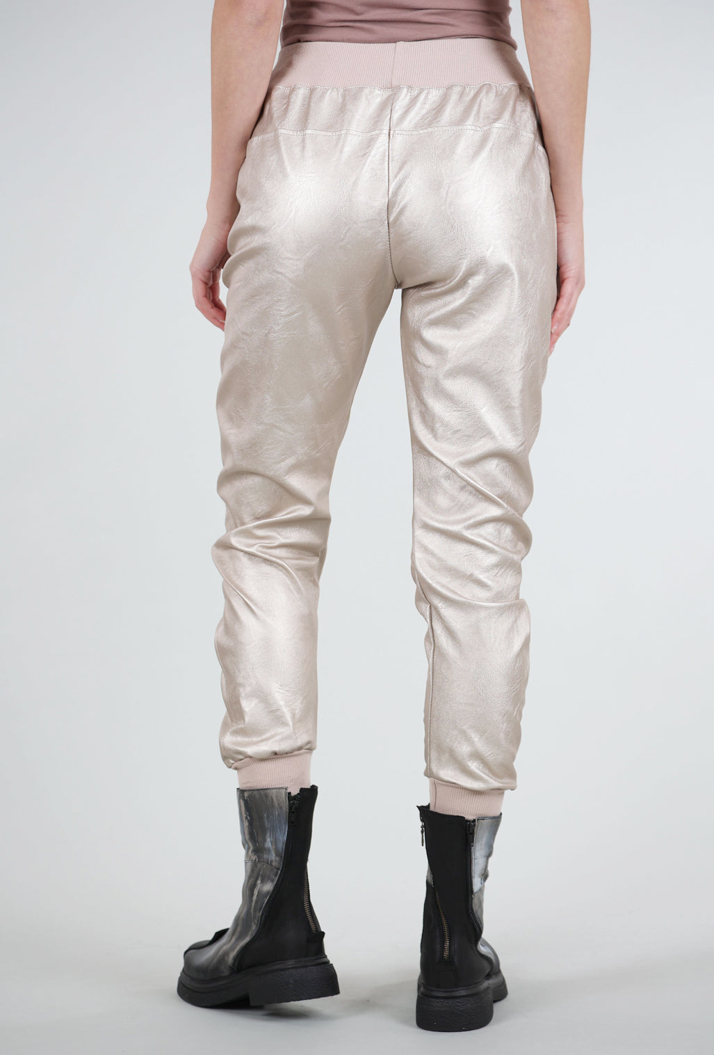 Suzy D London London Metallic Faux Leather Joggers, Gold 