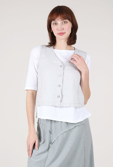 Cut Loose Hanky Linen Crop Vest, Aluminum 