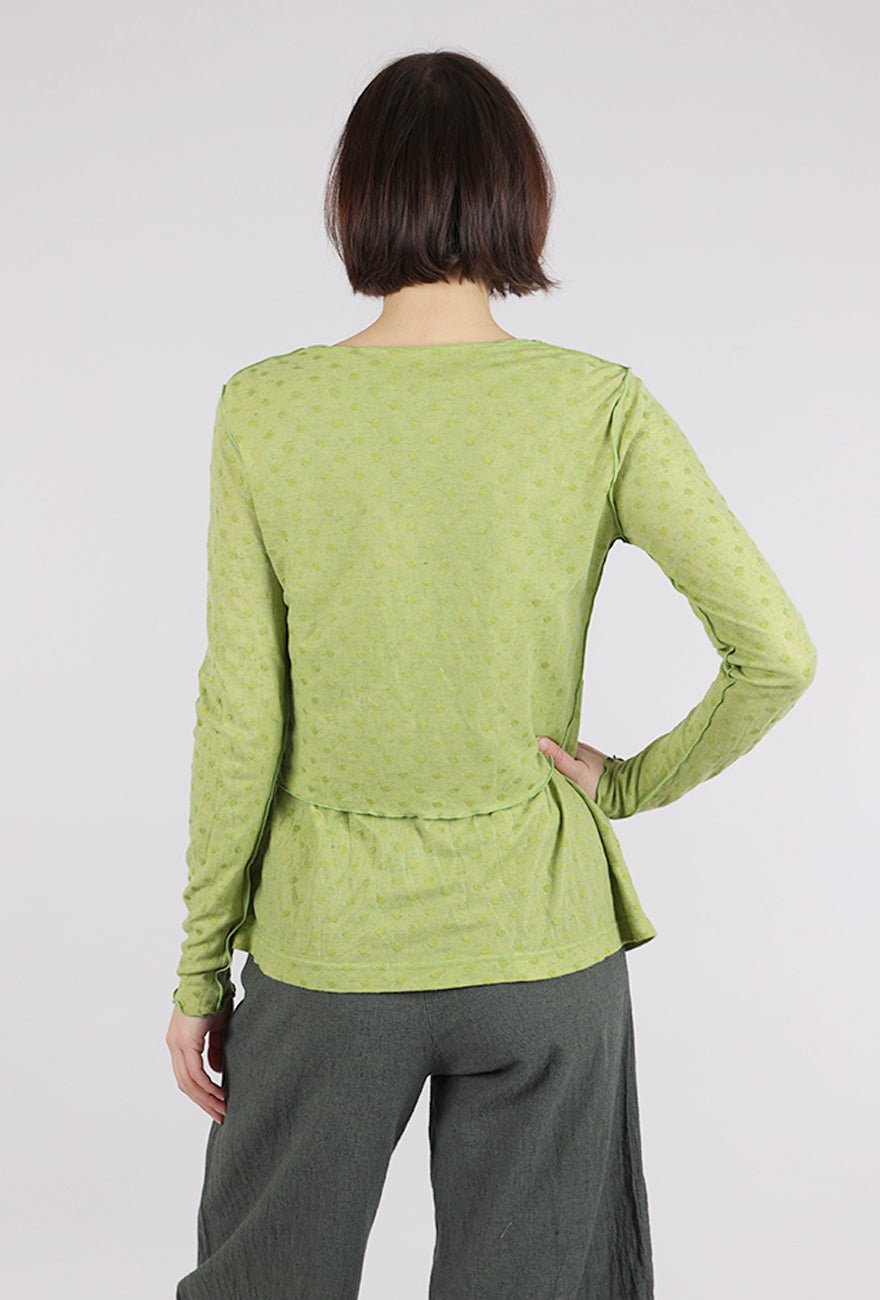 Cut Loose Mesh Dot Cropped Cardie, Verde 