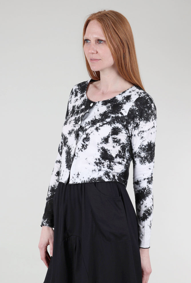 Flutter Tie-Dye Summer Cardie, Black/White 