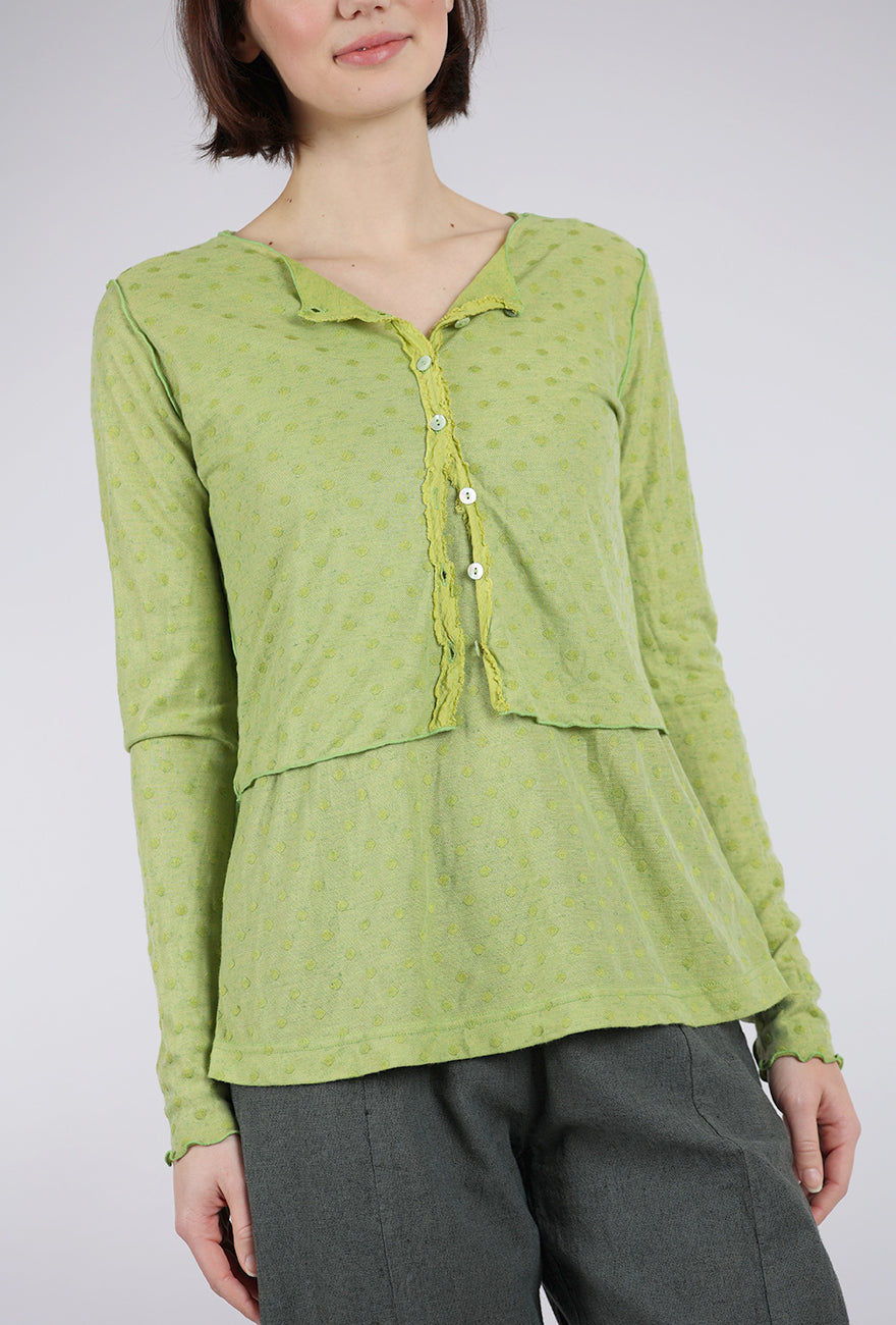 Cut Loose Mesh Dot Cropped Cardie, Verde 