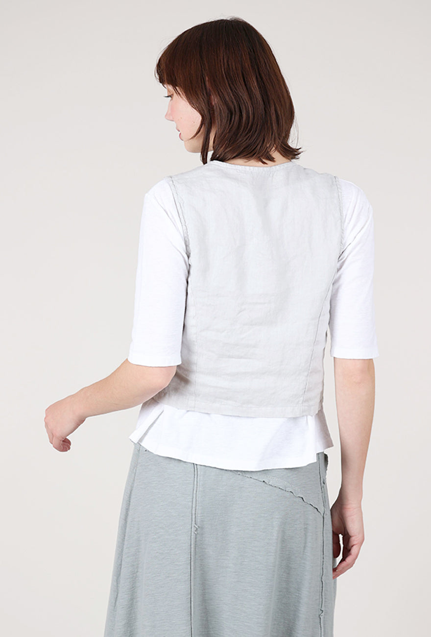 Cut Loose Hanky Linen Crop Vest, Aluminum 