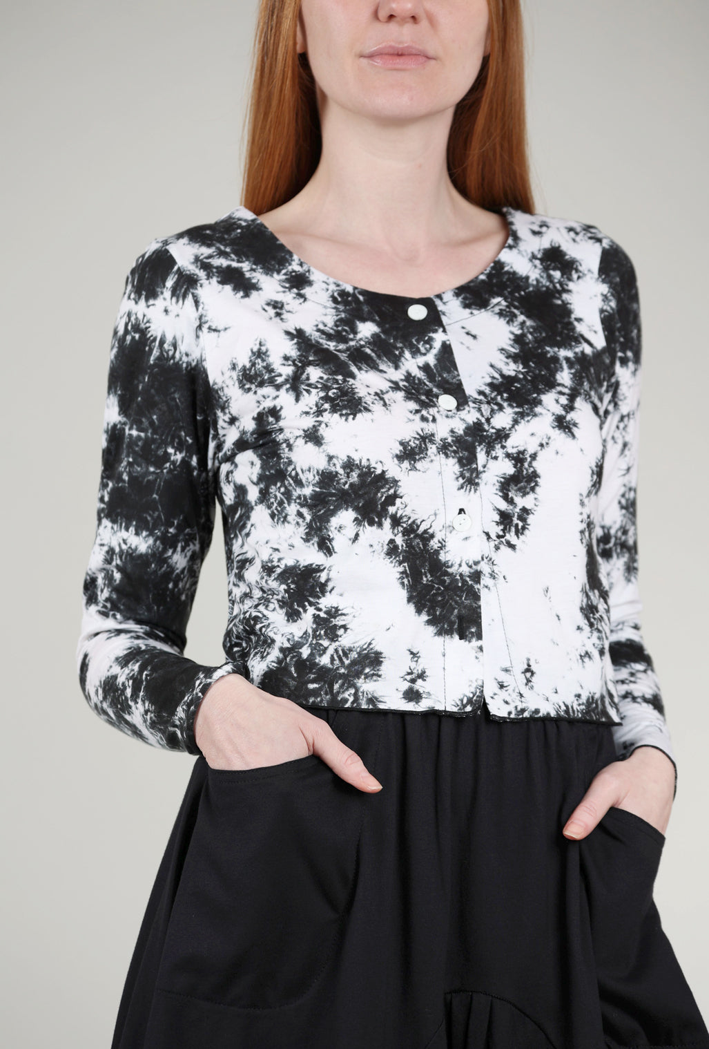 Flutter Tie-Dye Summer Cardie, Black/White 