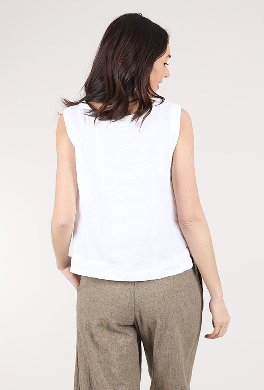 Linen Shell Cut Loose Wide Facing Linen Shell, White – Evie Lou
