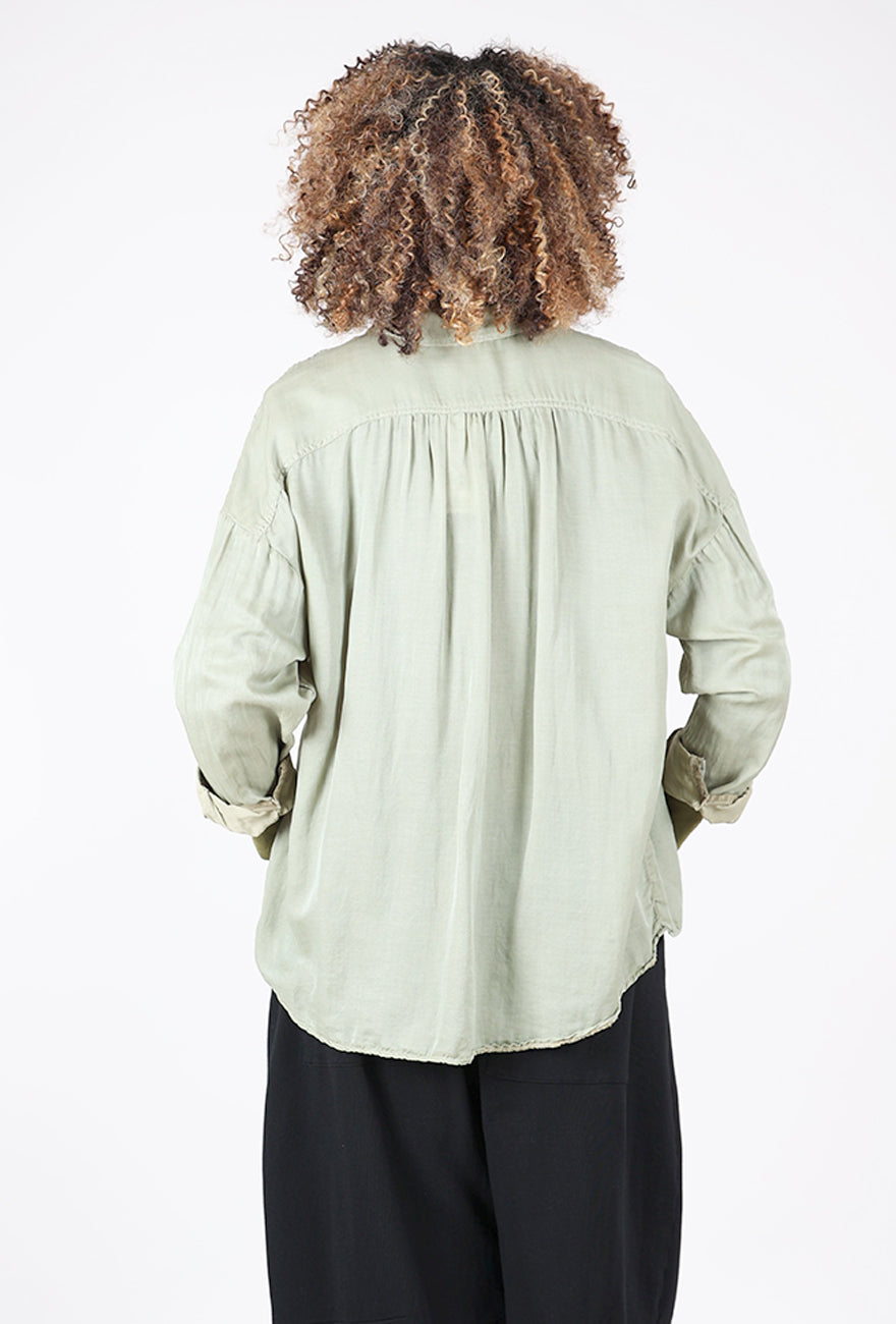 Whispering Silk Shirt, Eucalyptus Angle 3