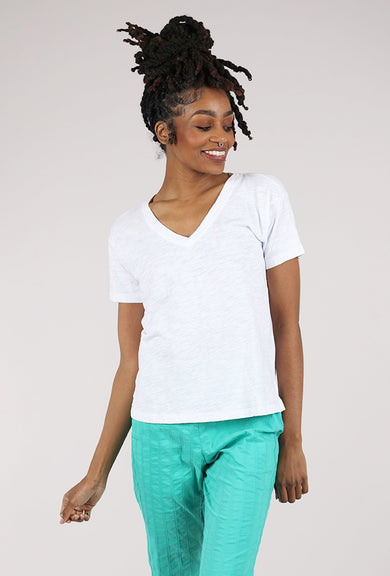 Mododoc S/S V-Neck Boxy Tee, White 