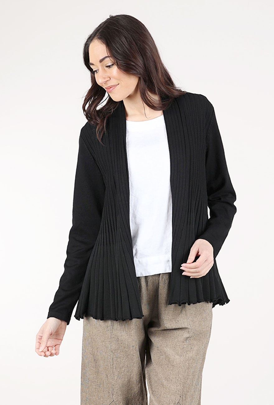 Sunday Fluted Pleat Cardigan, Black 