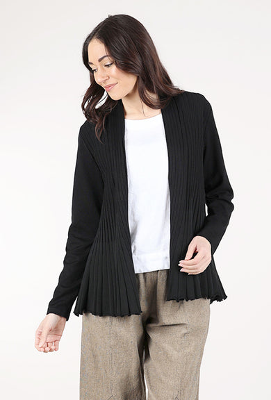 Sunday Fluted Pleat Cardigan, Black 