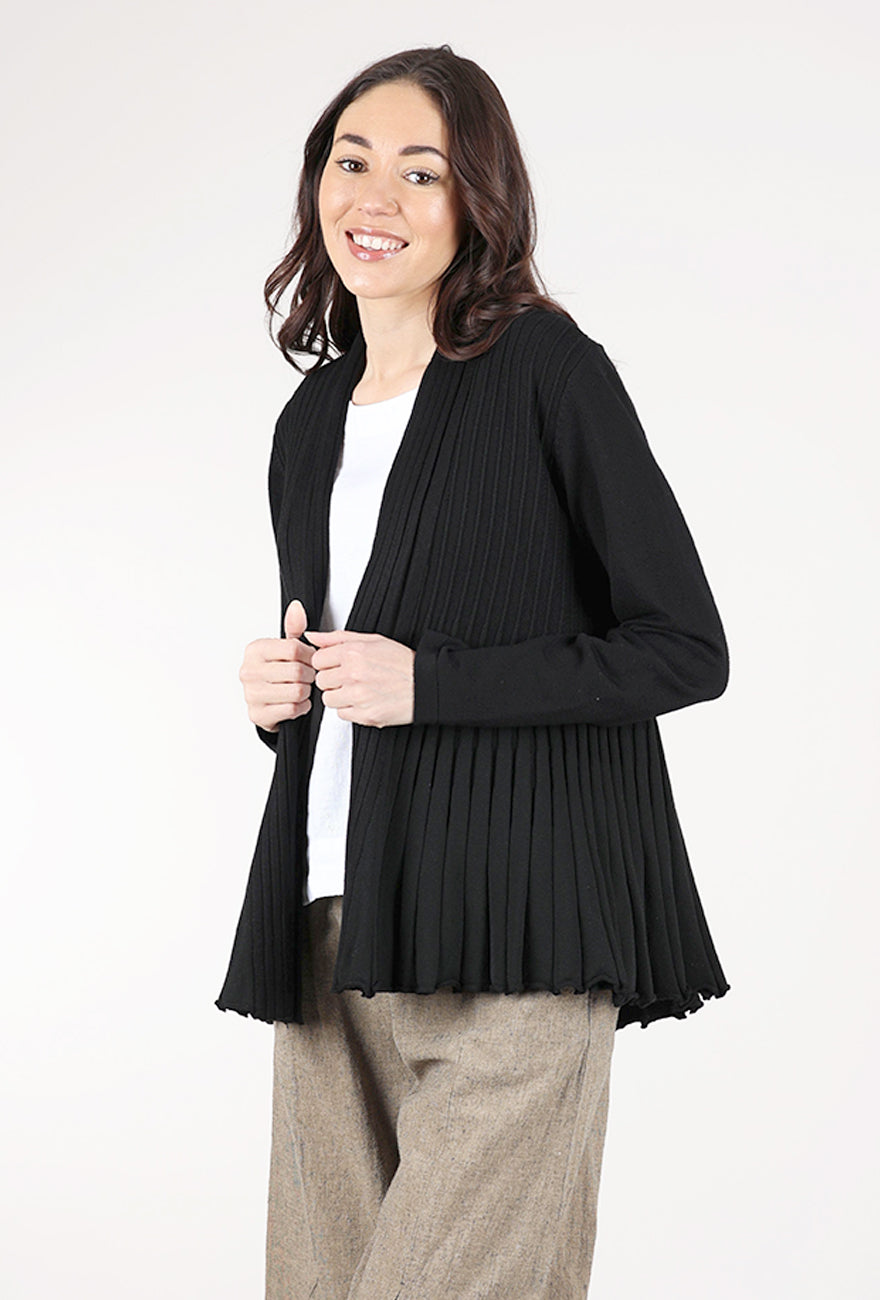 Sunday Fluted Pleat Cardigan, Black 