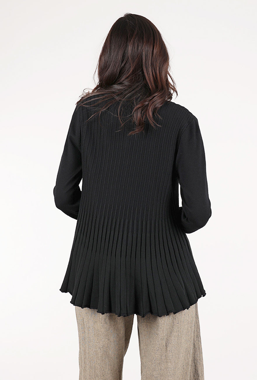 Sunday Fluted Pleat Cardigan, Black 