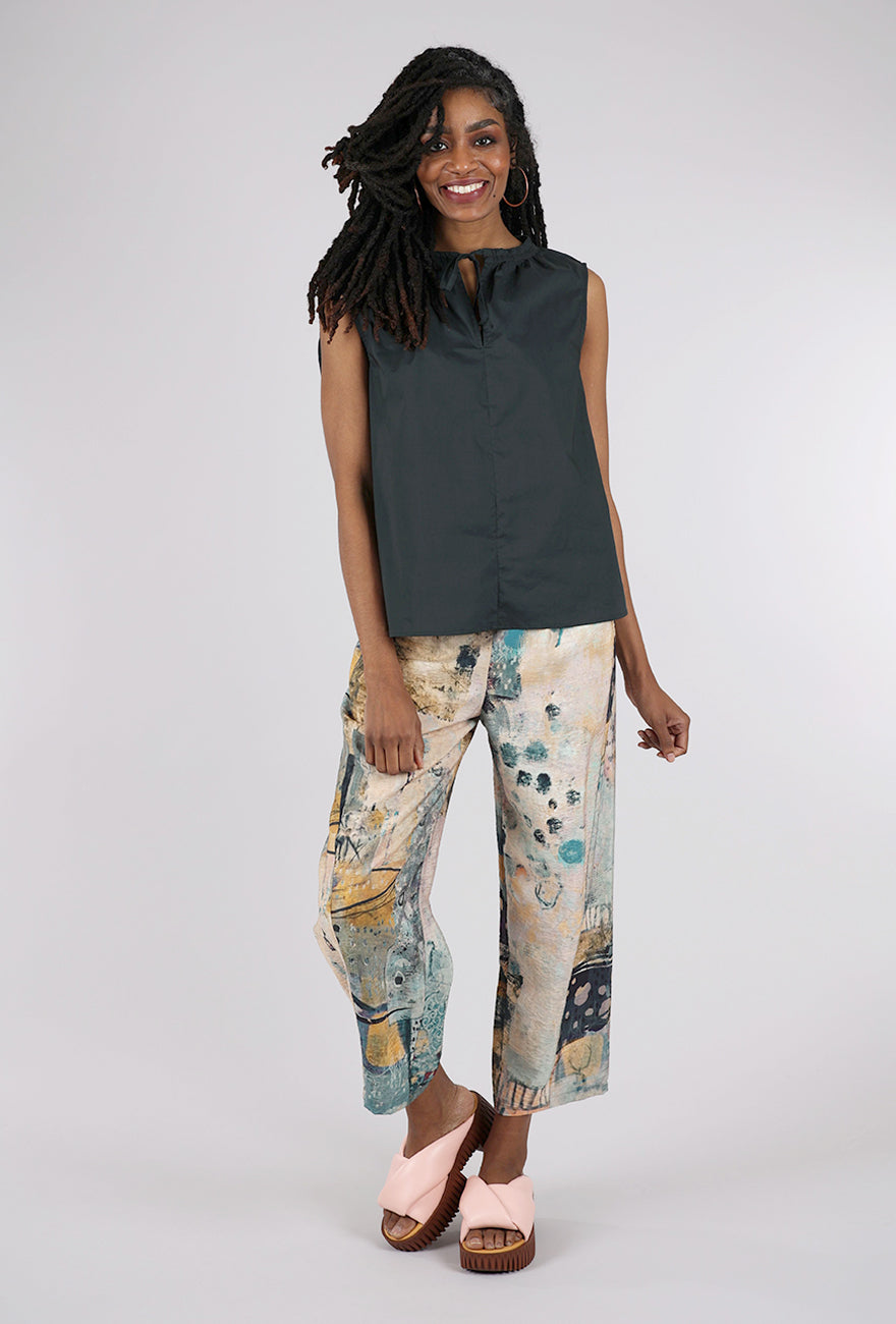 Grade & Gather Gather Neck Poplin Top, Deep Sea 