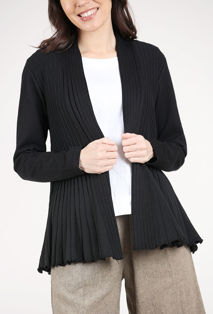 Sunday Fluted Pleat Cardigan, Black 