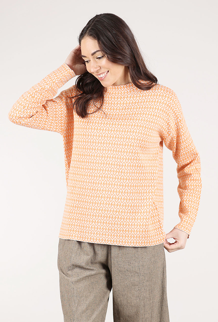 Sunday Jacquard Mock Pullover, Apricot 