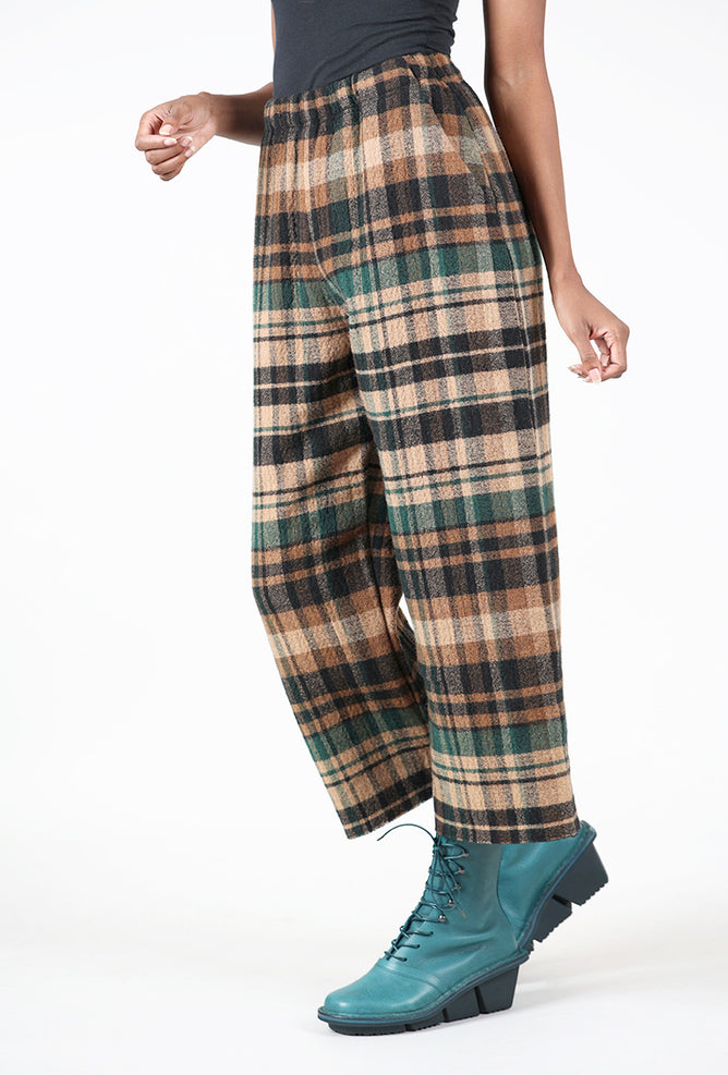 Rundholz Wool Plaid Trousers, Forest Check 